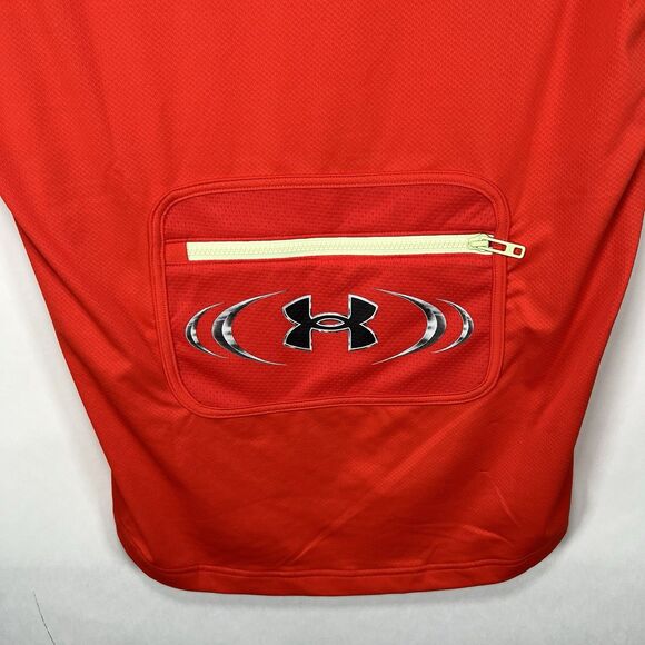 Under Armour Sport Sleeveless Hoodie Mens Size Medium Orange Back Zipper Pocket - Picture 12 of 13